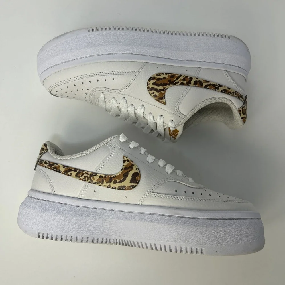 Nike Court Vision Alta LTR‎ Women's Size 8 White Leopard Camo Swoosh DM0113-004